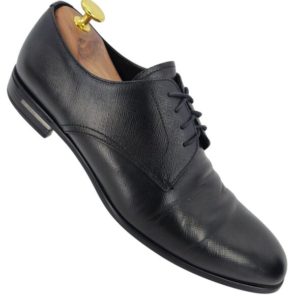 Prada Other - Prada Italian Saffiano Black Leather Dress Shoes Mens 8.5 Luxury Formal Oxfords